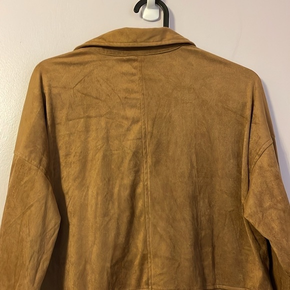 Max Studio Vicuna Brown Faux Suede Shacket Button Front size XS - Picture 10 of 14